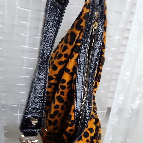 Vintage Betsey Johnson Velvet Leopard Print Purse W/ Bow, Studs - Picture 8 of 11